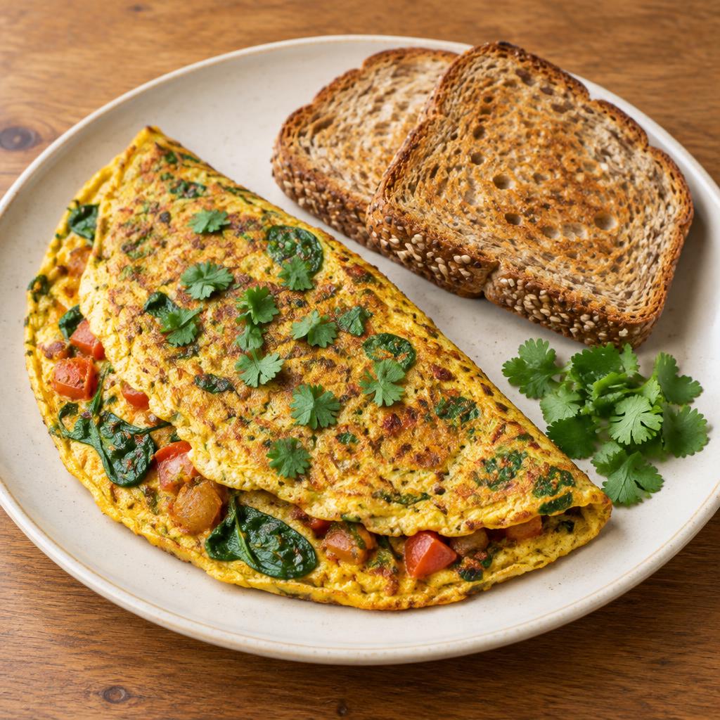 Spinach Tomato Masala Omelette (Saturday)