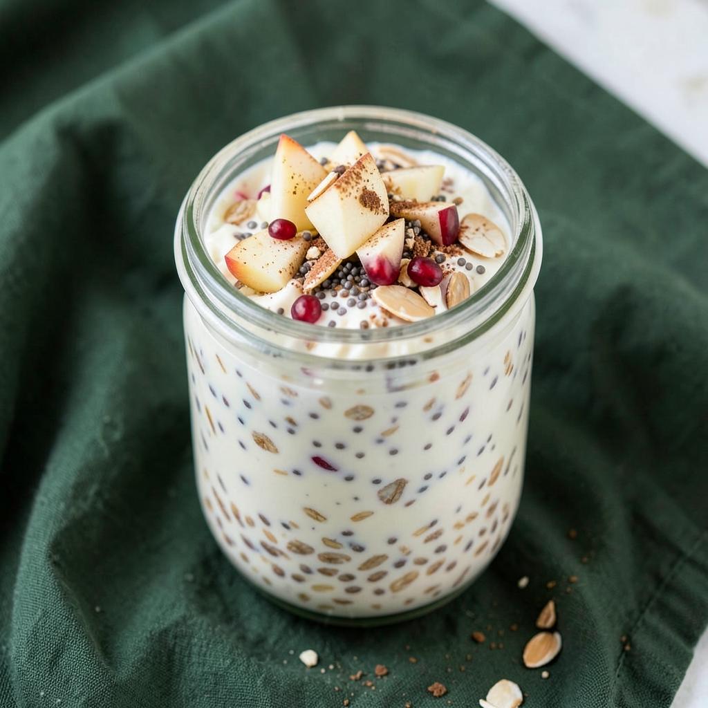 Pomegranate Apple Oats - overnight oats in a glass jar